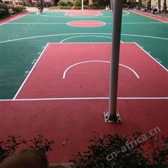 厂家供应硅PU球场 室外篮球场地面材料 球场地面施工