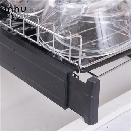 YH-526厨房双层不锈钢餐具架带伸缩支架在水槽沥水架多功能碗碟架