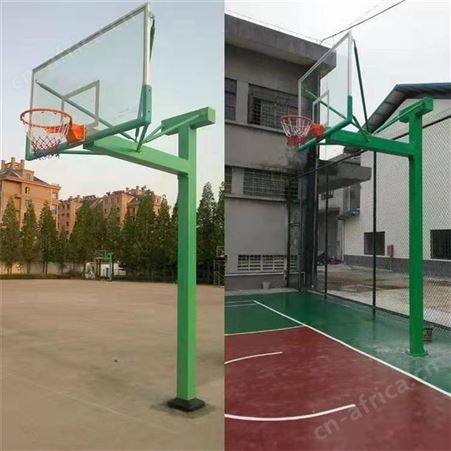 华丽体育运动场地埋弯管篮球架子圆管固定篮球架成人标准室外圆管篮球架