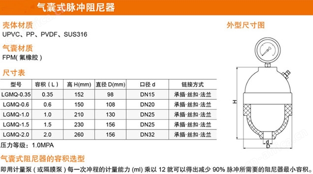 气囊式脉冲阻尼器图