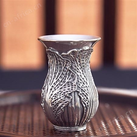 百财聚来 纯银999酒具手工小银杯1两杯白酒银酒杯银酒壶