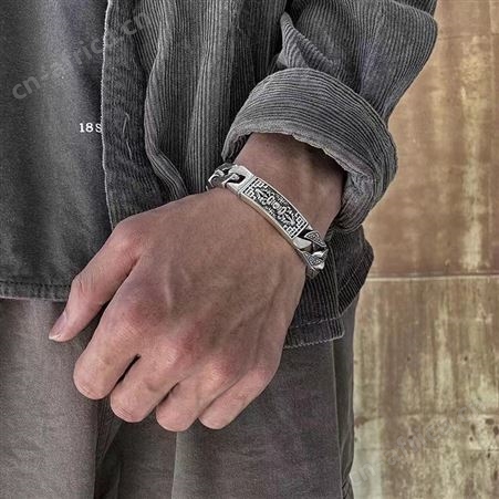 意轩男手链六字真言金刚杵霸气个性潮男复古厂家直供